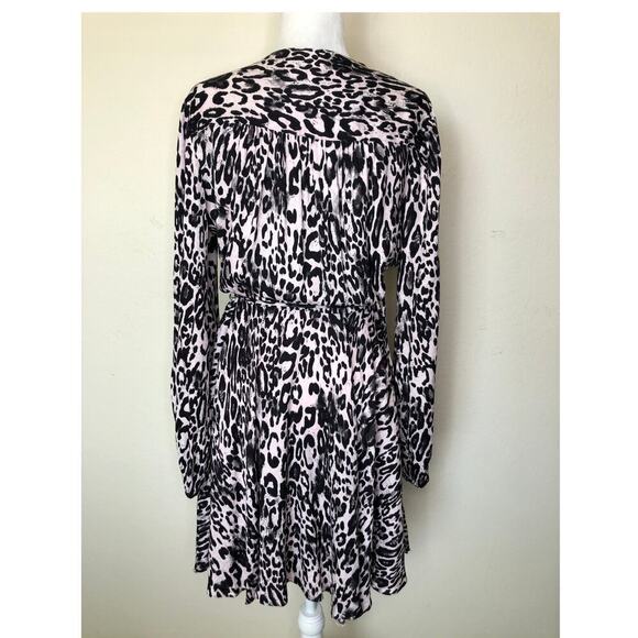 MILLY Animal Print Wrap Dress Leopard Print Gina Dress Size: Large - Picture 12 of 16
